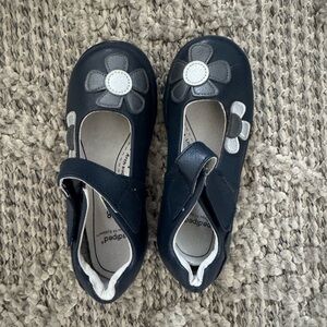 Pediped Dark Blue Dress Shoes with Floral Accent